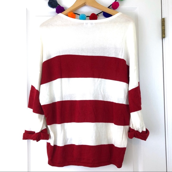 Gap Merlot Red & Cream White Striped Sweater - Picture 6 of 7